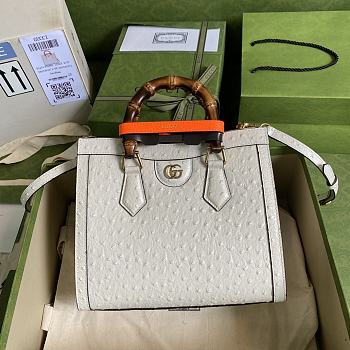 Gucci Diana Small Ostrich Tote Bag White 660195 Size 27 cm
