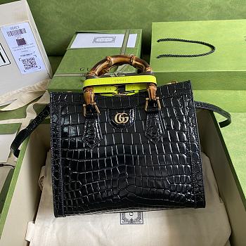Gucci Diana Small Crocodile Tote Bag Black 660195 Size 27 cm