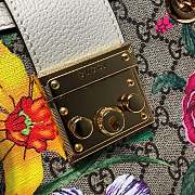 Gucci Padlock Monogram Flora Shoulder Bag in White 498156 Size 26x18x10 cm - 6