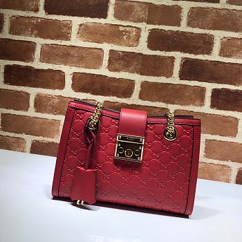 Gucci Padlock Signature Shoulder Bag Red 498156 Size 26x18x10 cm