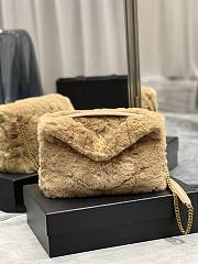 YSL Loulou Puffer Small Shearling Light Brown Bag 577476 Size 29×17×11cm - 1