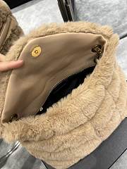 YSL Loulou Puffer Small Shearling Light Brown Bag 577476 Size 29×17×11cm - 5