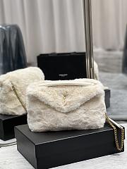 YSL Loulou Puffer Small Shearling White Bag 577476 Size 29×17×11cm - 1