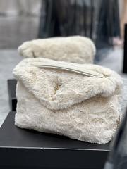 YSL Loulou Puffer Small Shearling White Bag 577476 Size 29×17×11cm - 4