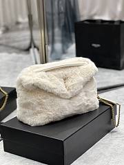 YSL Loulou Puffer Small Shearling White Bag 577476 Size 29×17×11cm - 5