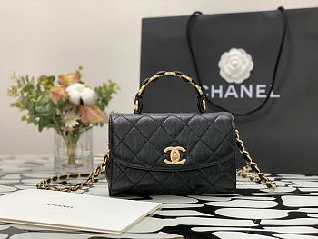 Chanel Small Flap Bag With Top Handle Black AS2478 Size 22.5 cm