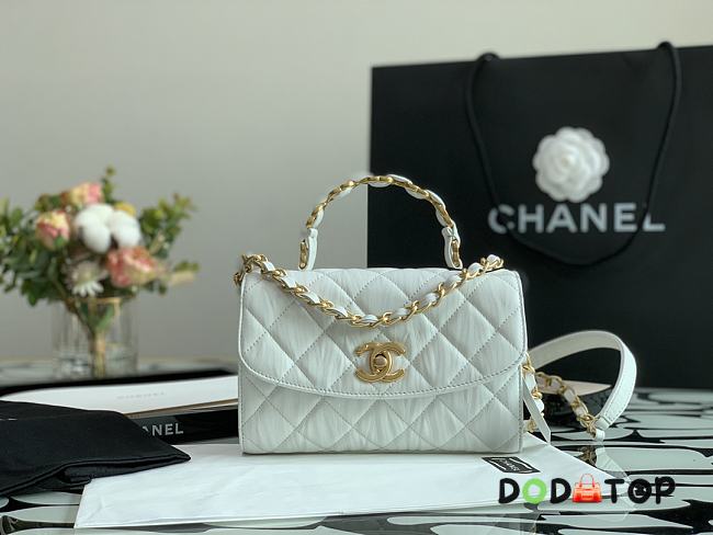 Chanel Small Flap Bag With Top Handle White AS2478 Size 22.5 cm - 1