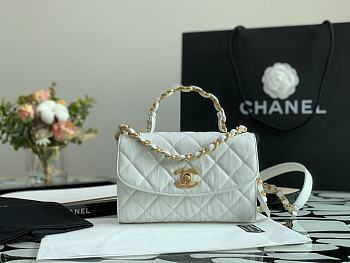 Chanel Small Flap Bag With Top Handle White AS2478 Size 22.5 cm
