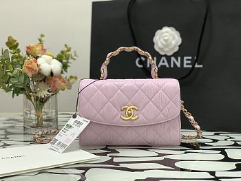 Chanel Small Flap Bag With Top Handle Pastel Pink AS2478 Size 22.5 cm