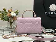 Chanel Small Flap Bag With Top Handle Pastel Pink AS2478 Size 22.5 cm - 3