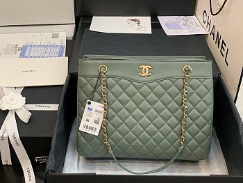 Chanel Large Coco Vintage Timeless Tote Bag Dark Mint A57030 Size 35 cm