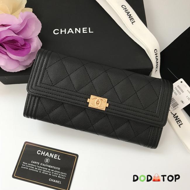 Chanel Long Wallet Black & Gold-tone Metal A80286 Size 19 cm - 1