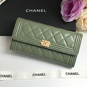 Chanel Long Wallet Olive Green Smooth Leather A80286 Size 19 cm - 1