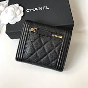 Chanel Boy Black Grain Leather & Gold-tone Metal Wallet A80734 Size 11.5 cm - 2