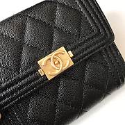 Chanel Boy Black Grain Leather & Gold-tone Metal Wallet A80734 Size 11.5 cm - 6