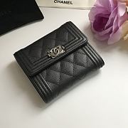 Chanel Boy Black Grain Leather & Silver-tone Metal Wallet A80734 Size 11.5 cm - 4