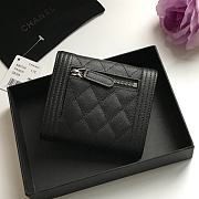 Chanel Boy Black Grain Leather & Silver-tone Metal Wallet A80734 Size 11.5 cm - 3