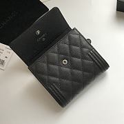 Chanel Boy Black Grain Leather & Silver-tone Metal Wallet A80734 Size 11.5 cm - 2
