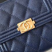 Chanel Boy Navy Grain Leather & Gold-tone Metal Wallet A80734 Size 11.5 cm - 5