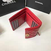 Chanel Boy Red Grain Leather & Gold-tone Metal Wallet A80734 Size 11.5 cm - 3