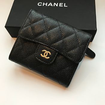 Chanel Small Black Flap Wallet A82288 Size 10.5 x 11.5 x 3 cm