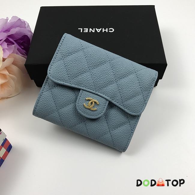 Chanel Small Light Blue Flap Wallet A82288 Size 10.5 x 11.5 x 3 cm - 1