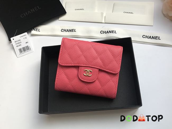 Chanel Small Pink Flap Wallet A82288 Size 10.5 x 11.5 x 3 cm - 1