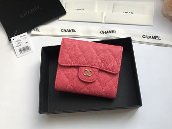 Chanel Small Pink Flap Wallet A82288 Size 10.5 x 11.5 x 3 cm