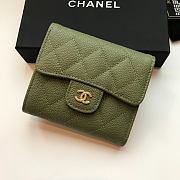 Chanel Small Olive Green Flap Wallet A82288 Size 10.5 x 11.5 x 3 cm - 1