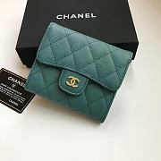 Chanel Small Dark Green Flap Wallet A82288 Size 10.5 x 11.5 x 3 cm - 1