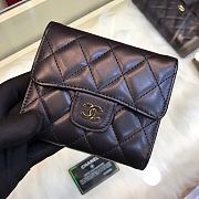 Chanel Small Black Smooth Leather Flap Wallet A82288 Size 10.5 x 11.5 x 3 cm - 1