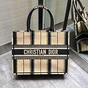 Dior Book Tote Black and Beige Bayadère Embroidery M1296 Size 36 cm - 1