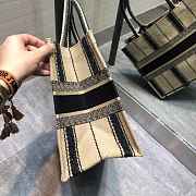 Dior Book Tote Black and Beige Bayadère Embroidery M1296 Size 36 cm - 5