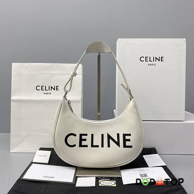 Celine Ava Bag With Celine Print White 193953 Size 25 X 14 X 7 cm - 1