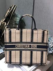 Dior Book Tote Black and Beige Bayadère Embroidery M1286 Size 41.5 cm - 3