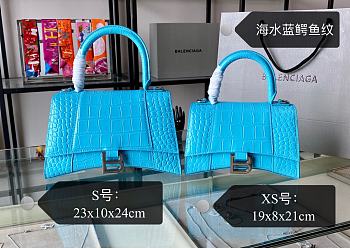Balenciaga Hourglass Top Handle Bag Baby Blue Size 23 & Size 19 cm