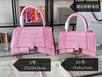 Balenciaga Hourglass Top Handle Bag Light Pink Size 23 & Size 19 cm