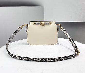 Fendi Touch Leather Bag White & Python Strap 8BT349 26.5 x 10 x 19 cm