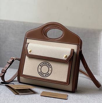 Burberry Mini Logo Pocket Bag Natural/Tan 80280621 Size 23 cm
