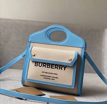 Burberry Mini Two-tone Pocket Bag Blue 80324061 Size 23 cm