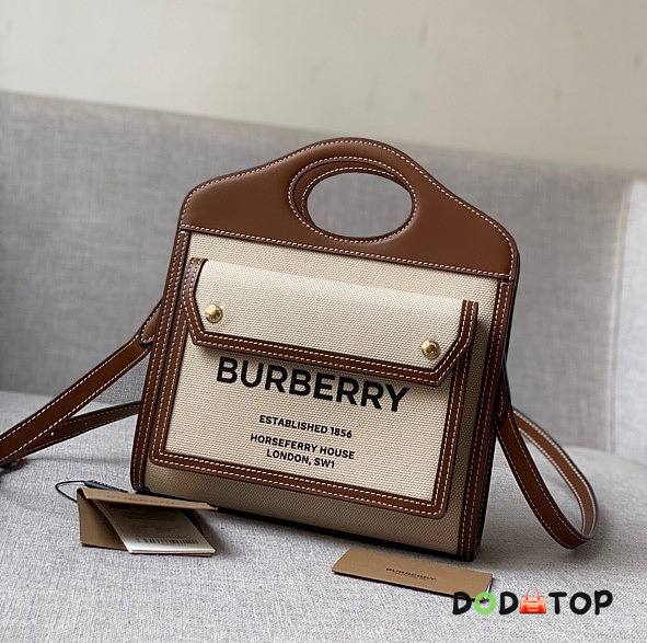 Burberry Mini Two-tone Pocket Bag Natural/Malt Brown 80317461 Size 23 cm - 1