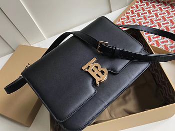 Burberry Medium Leather TB Bag Black Size 25.5 x 6.5 x 18.5 cm