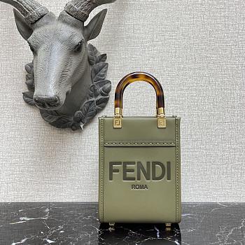 Fendi Mini Sunshine Shopper Khaki 8BS051 Size 13 x 18 x 6.5 cm