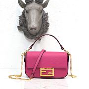 Fendi Mini Baguette in Pink Grain Leather 8BS049 Size 19 x 11.5 x 4 cm - 1