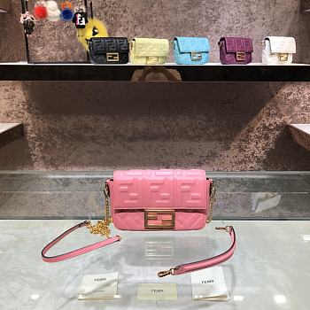 Fendi Baguette Pink Leather Bag 8BS017 Size 18 x 11 x 4 cm