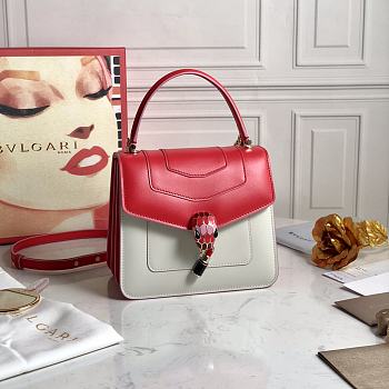 Bvlgari Serpenti Forever Top Handle White/Red 288676 Size 18 x 16 x 10 cm
