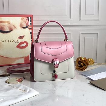 Bvlgari Serpenti Forever Top Handle White/Pink 288676 Size 18 x 16 x 10 cm