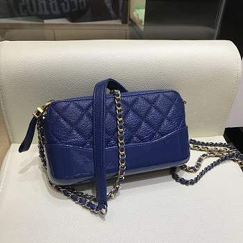 Chanel Gabrielle Clutch Dark Blue In Grain Leather A94505 size 18 cm