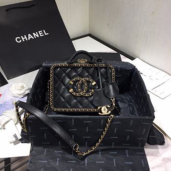 Chanel Small Chain Around CC Filigree Vanity Bag Black AS1785 Size 18 cm