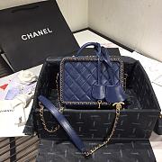 Chanel Small Chain Around CC Filigree Vanity Bag Navy Blue AS1785 Size 18 cm - 5